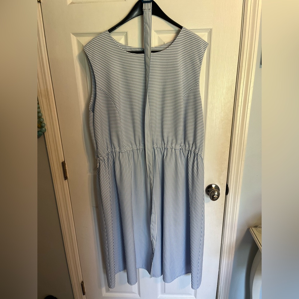 Volup Vintage Blue and White Seer Sucker Stripe Dress